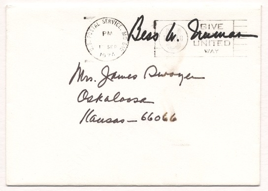 Letter from Bess W. Truman to Martha Ann Swoyer