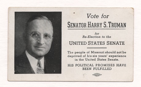 Campaign Card for Senator Harry S. Truman
