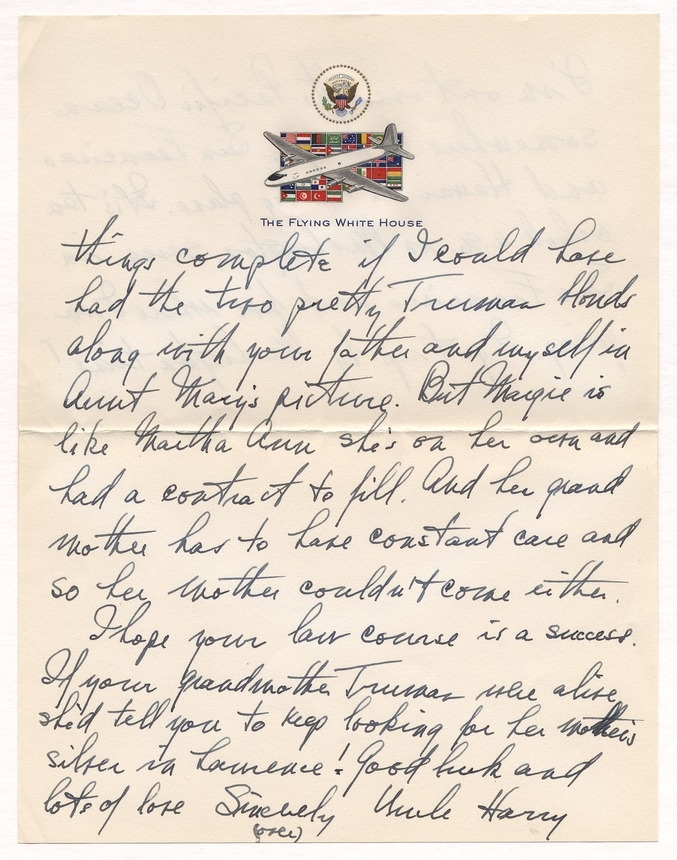 Letter from President Harry S. Truman to Martha Ann Truman