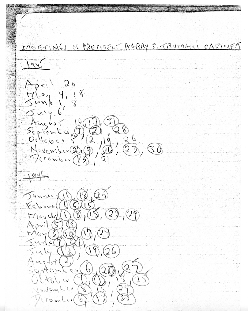 Meetings of President Harry S Truman's Cabinet