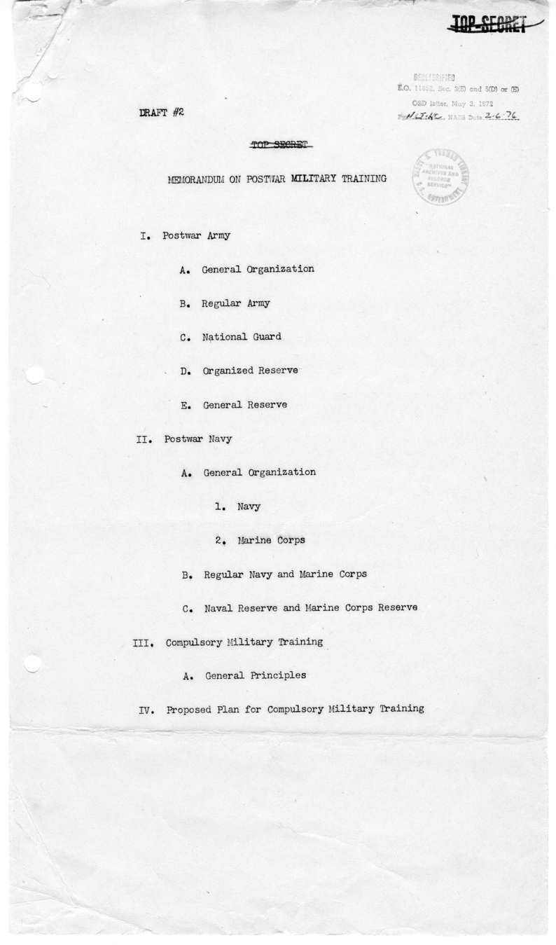 Memorandum on Postwar Military Training
