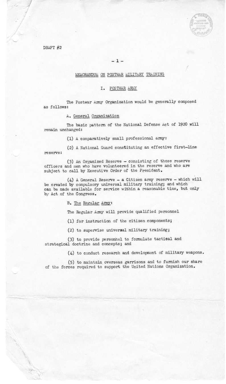 Memorandum on Postwar Military Training