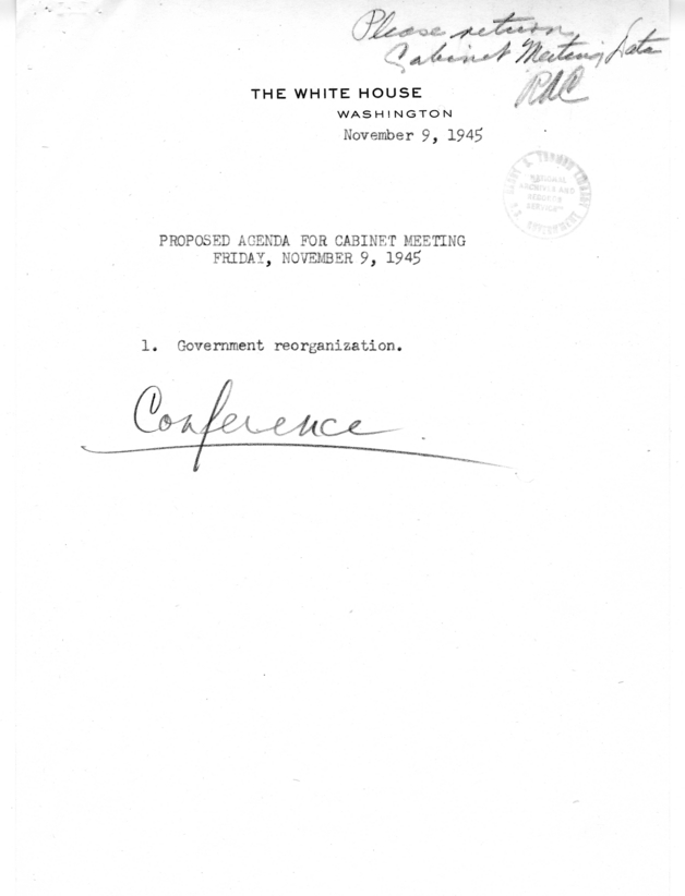 Proposed Cabinet Meeting Agenda Item