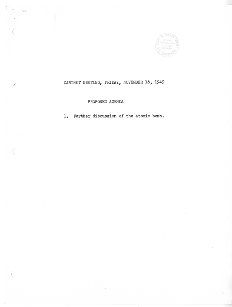 Cabinet Meeting Minutes