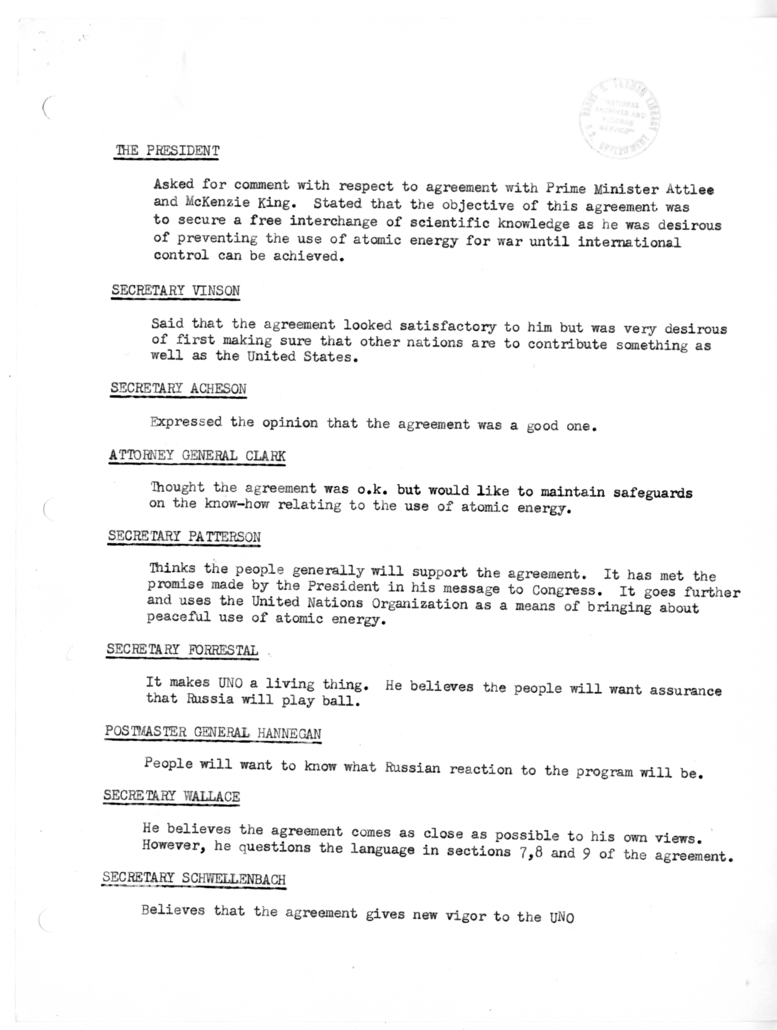 Cabinet Meeting Minutes