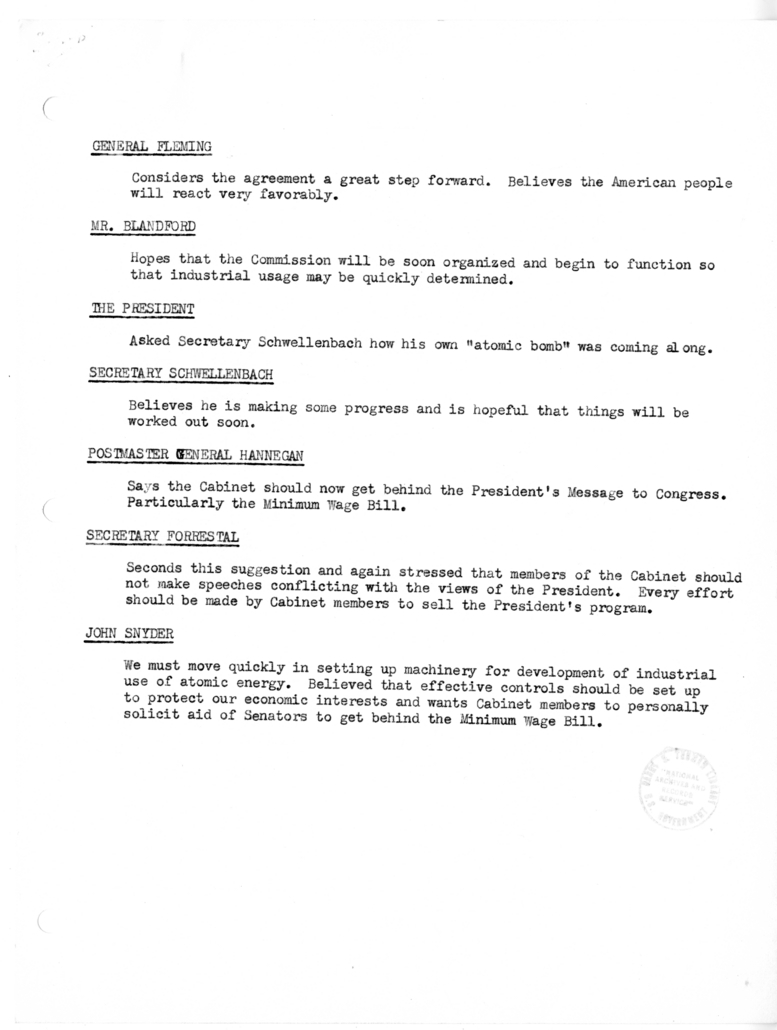 Cabinet Meeting Minutes