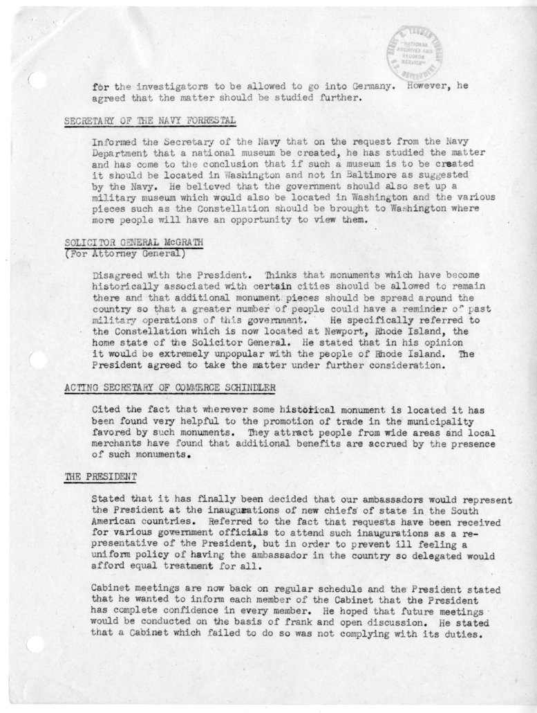 Cabinet Meeting Minutes