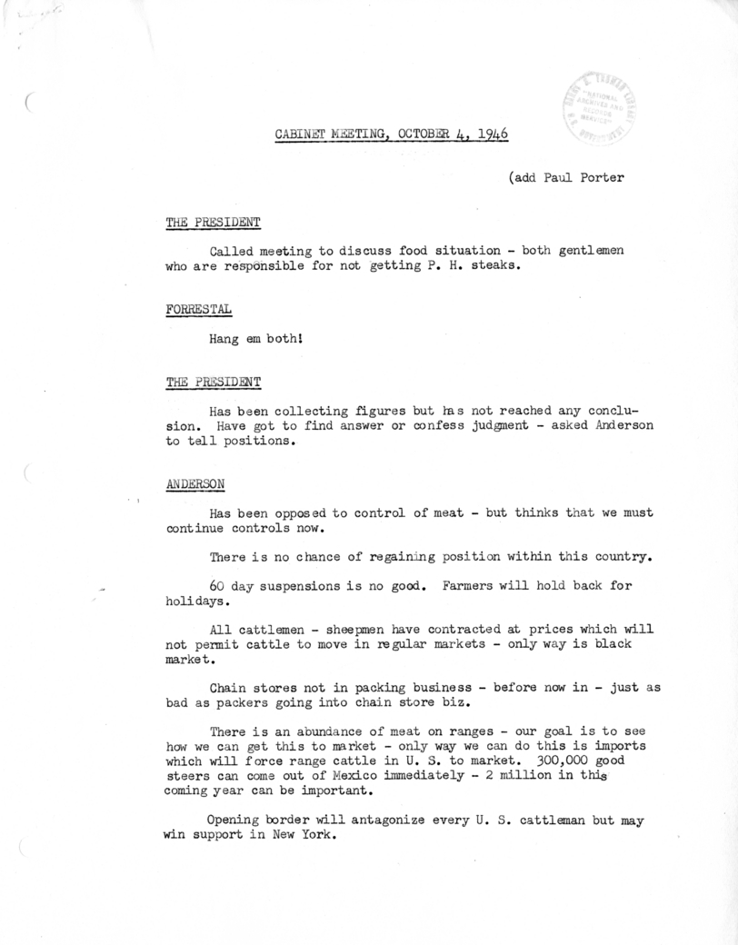 Cabinet Meeting Minutes