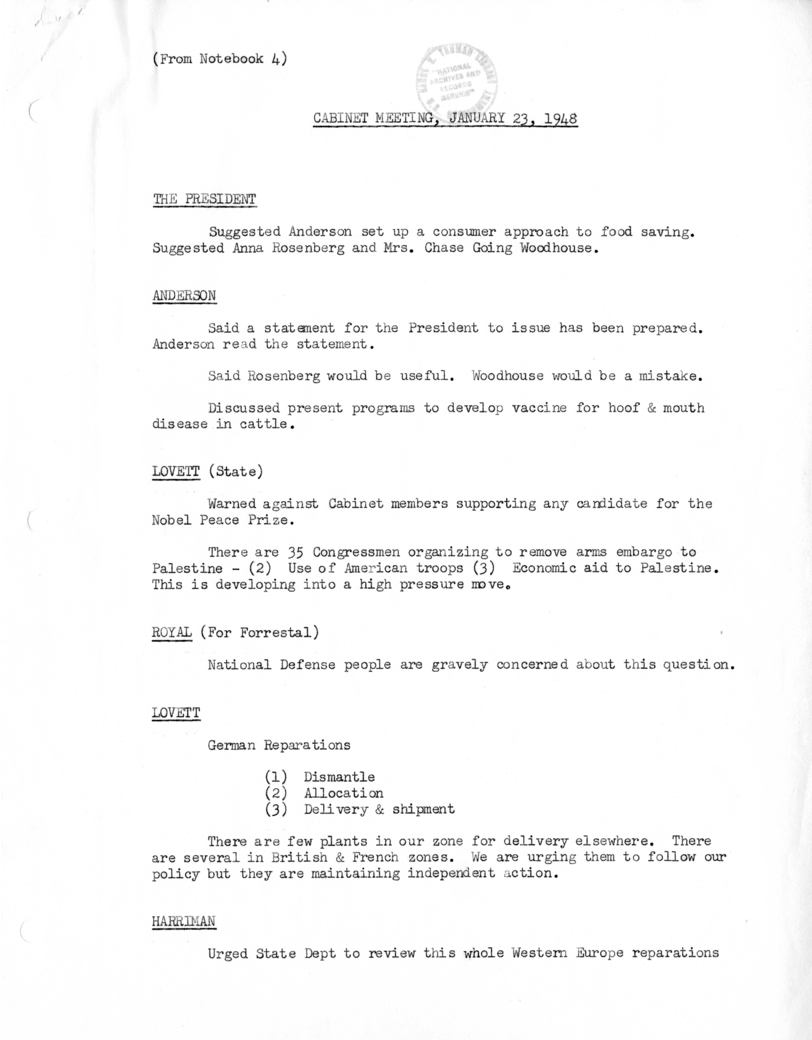 Cabinet Meeting Minutes