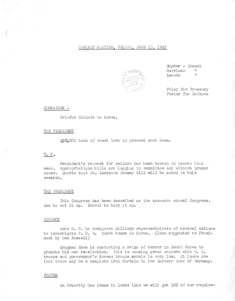 Cabinet Meeting Minutes