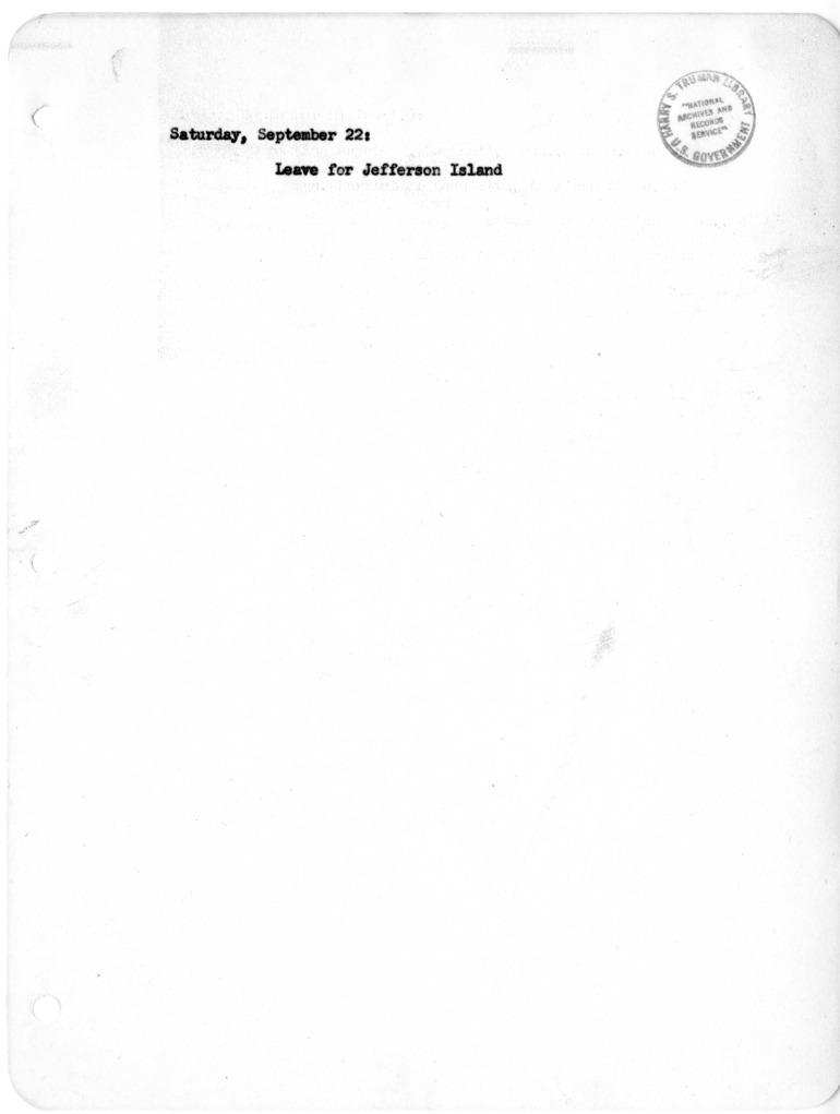 Daily Appointment Sheet for President Harry S. Truman