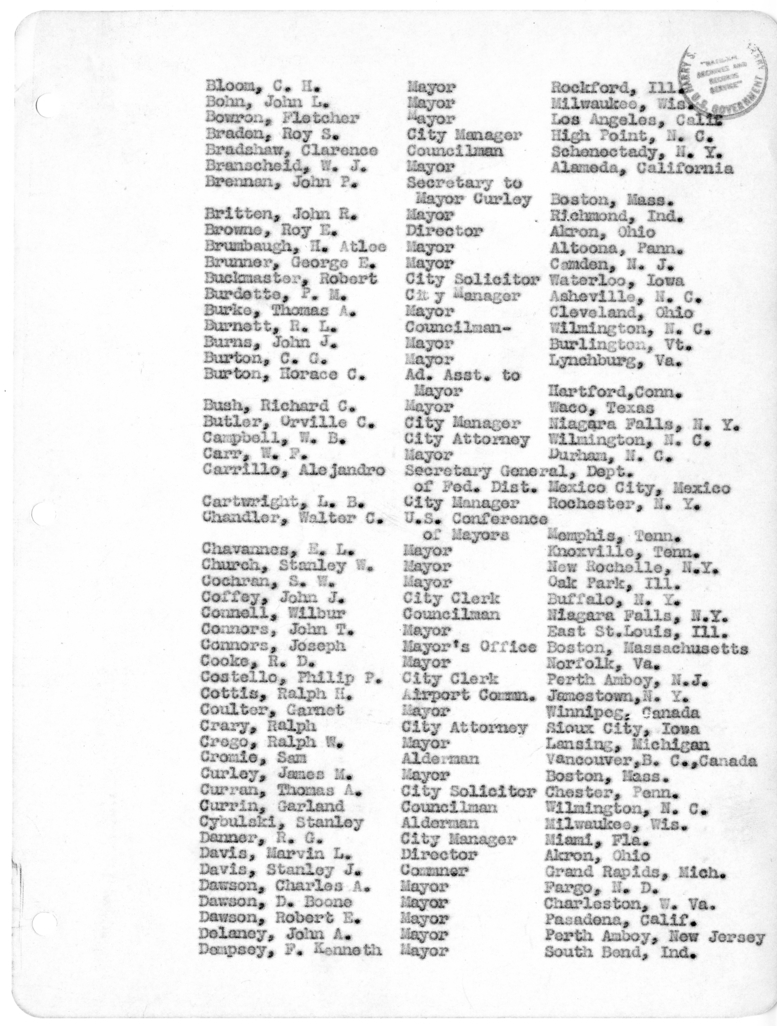 Daily Appointment Sheet for President Harry S. Truman