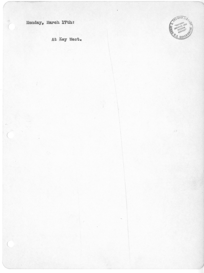 Daily Appointment Sheet for President Harry S. Truman