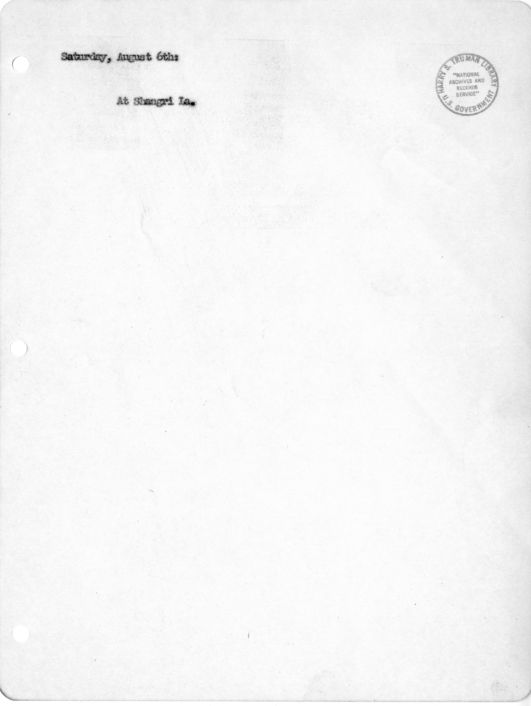 Daily Appointment Sheet for President Harry S. Truman