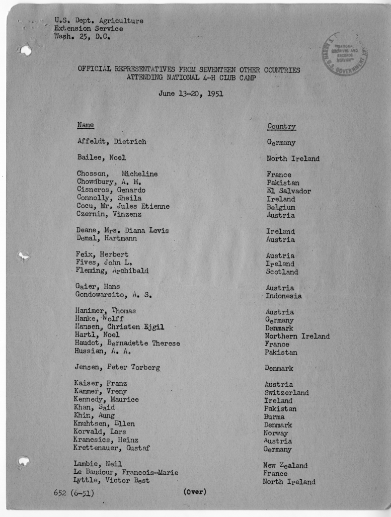 Daily Appointment Sheet for President Harry S. Truman