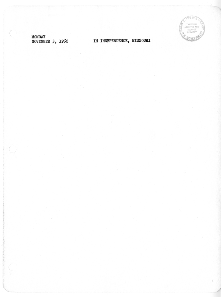 Daily Appointment Sheet for President Harry S. Truman