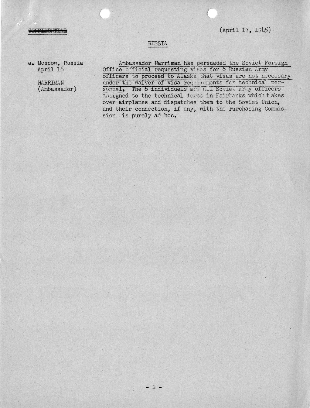 Brief of Telegrams of the Department of State Prepared by Division of Naval Intelligence