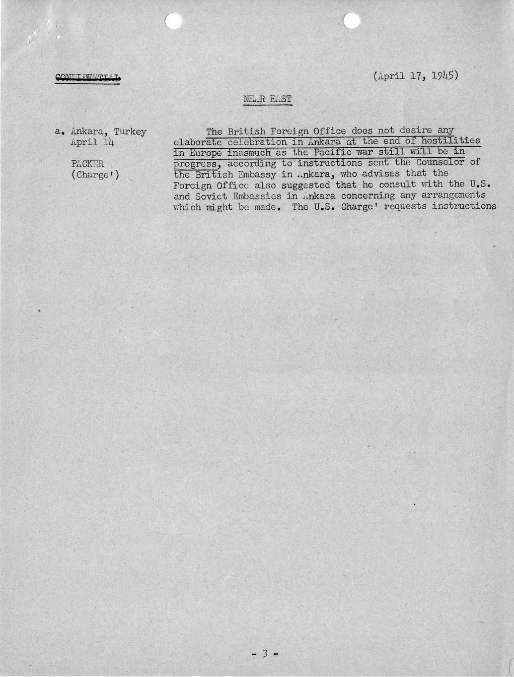 Brief of Telegrams of the Department of State Prepared by Division of Naval Intelligence