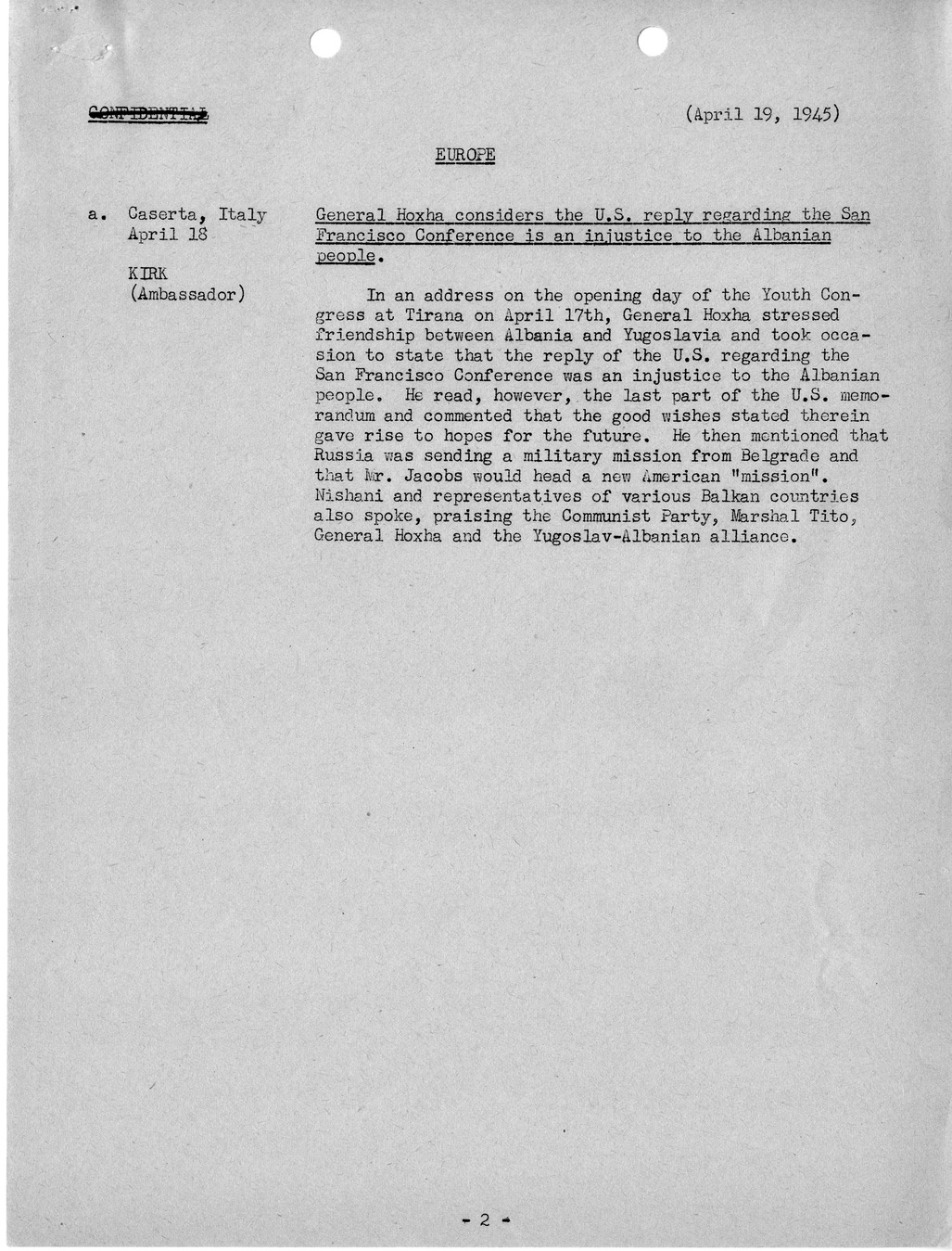 Brief of Telegrams of the Department of State Prepared by Division of Naval Intelligence