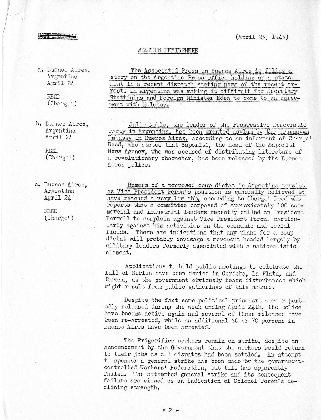 Brief of Telegrams of the Department of State Prepared by Division of Naval Intelligence