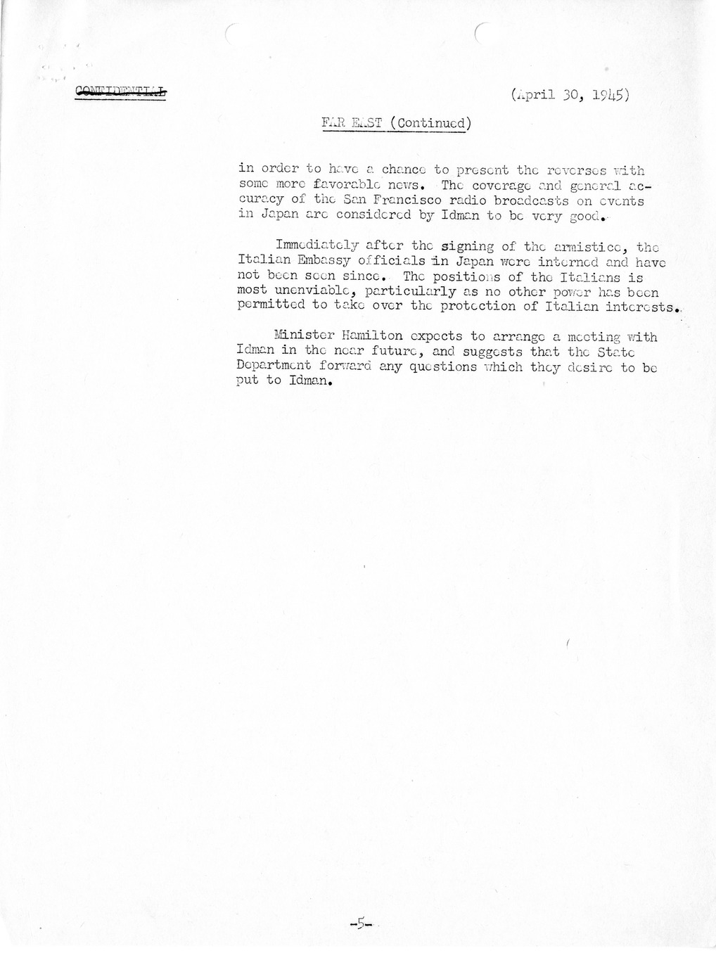 Brief of Telegrams of the Department of State Prepared by Division of Naval Intelligence