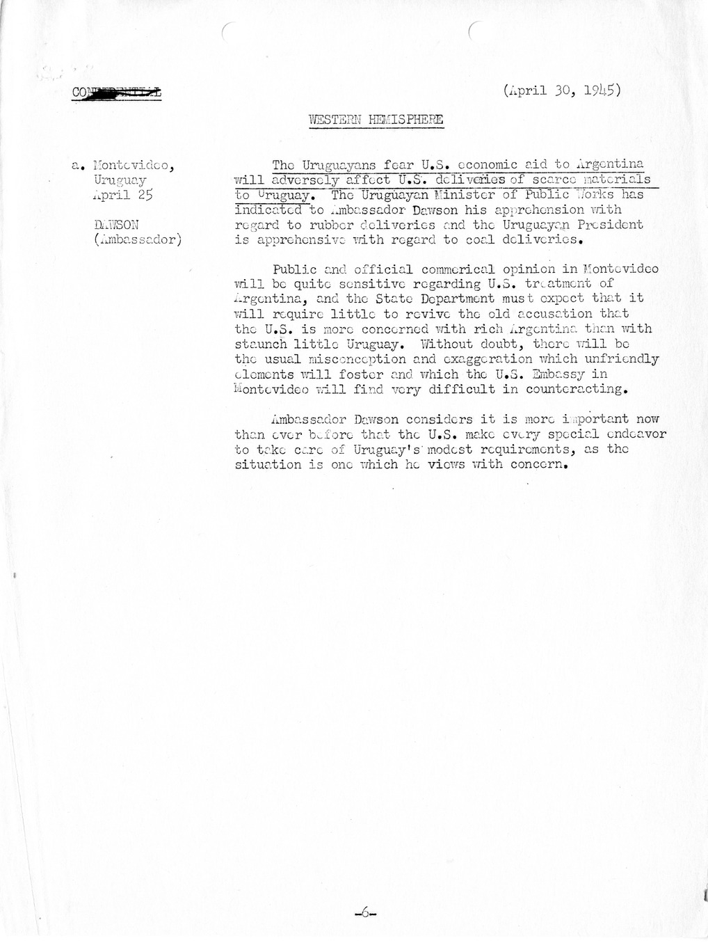 Brief of Telegrams of the Department of State Prepared by Division of Naval Intelligence