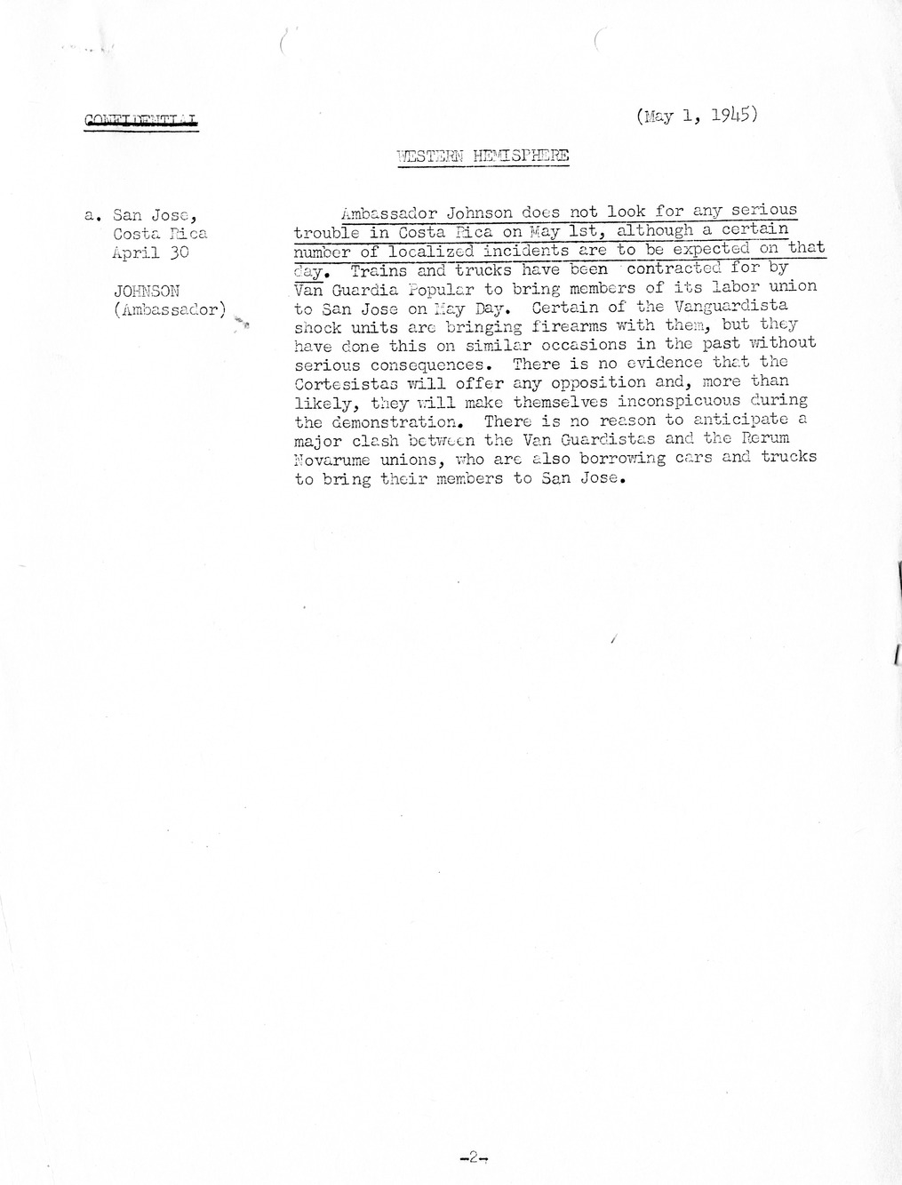 Brief of Telegrams of the Department of State Prepared by Division of Naval Intelligence
