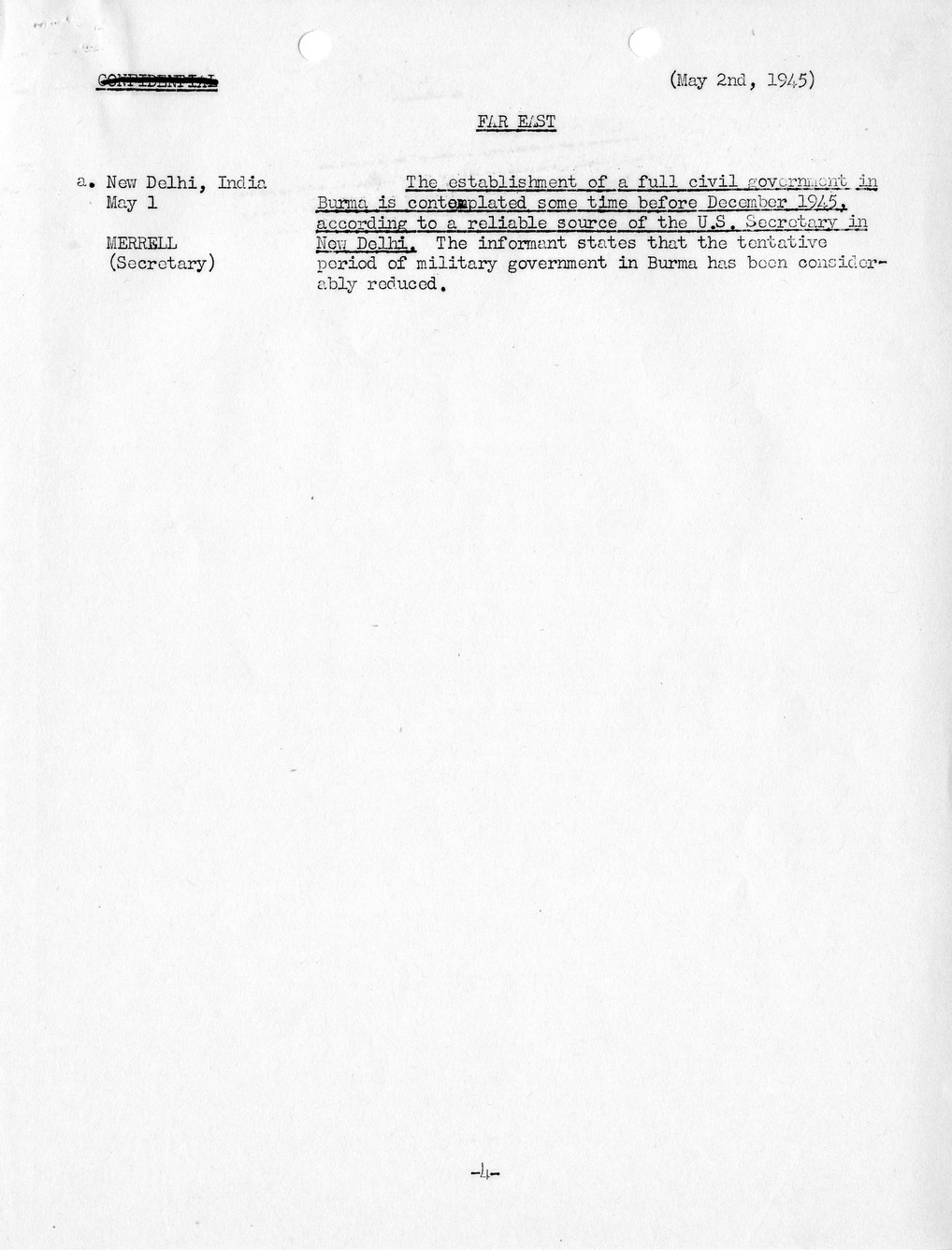 Brief of Telegrams of the Department of State Prepared by Division of Naval Intelligence