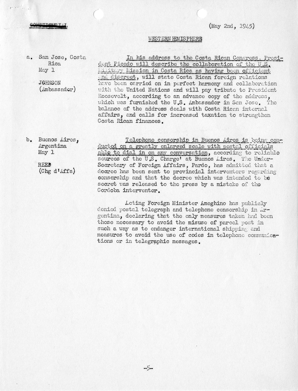 Brief of Telegrams of the Department of State Prepared by Division of Naval Intelligence
