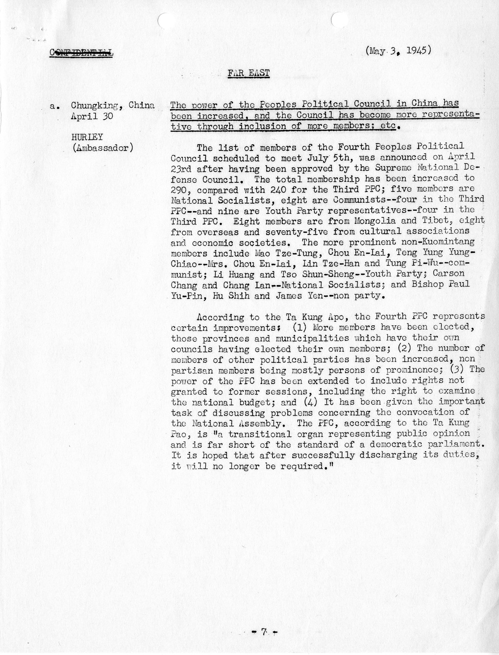 Brief of Telegrams of the Department of State Prepared by Division of Naval Intelligence