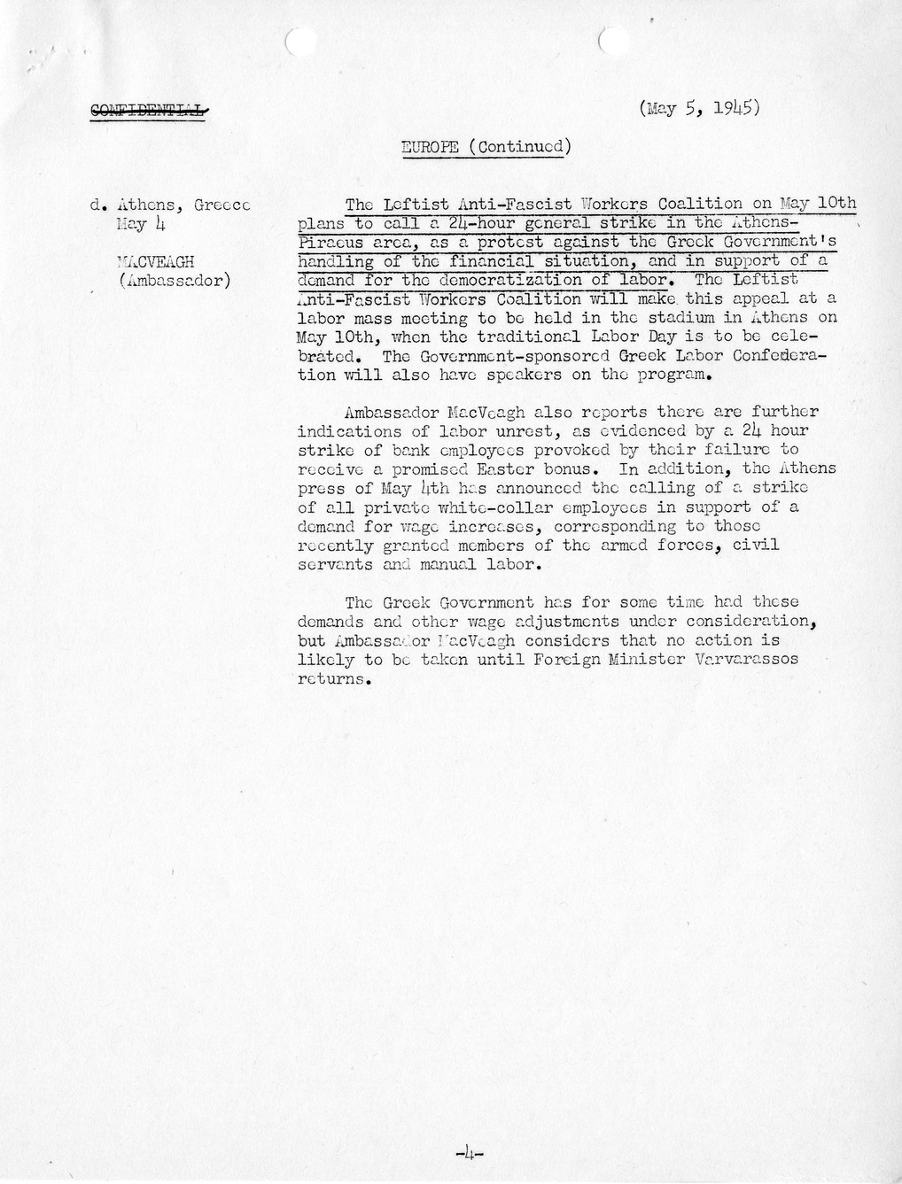 Brief of Telegrams of the Department of State Prepared by Division of Naval Intelligence