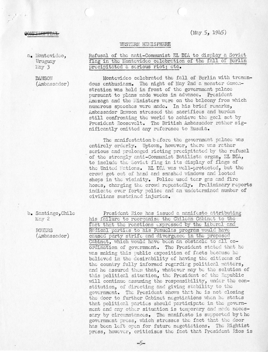 Brief of Telegrams of the Department of State Prepared by Division of Naval Intelligence