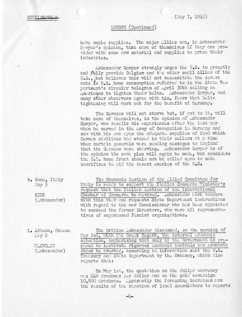 Brief of Telegrams of the Department of State Prepared by Division of Naval Intelligence