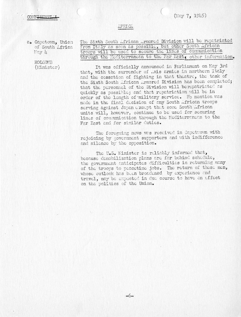 Brief of Telegrams of the Department of State Prepared by Division of Naval Intelligence