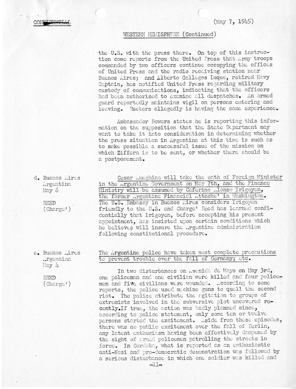 Brief of Telegrams of the Department of State Prepared by Division of Naval Intelligence