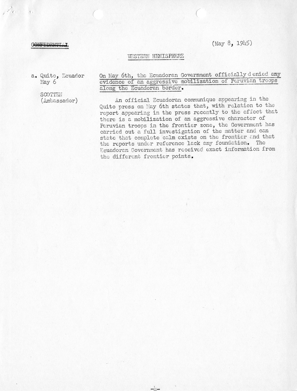 Brief of Telegrams of the Department of State Prepared by Division of Naval Intelligence