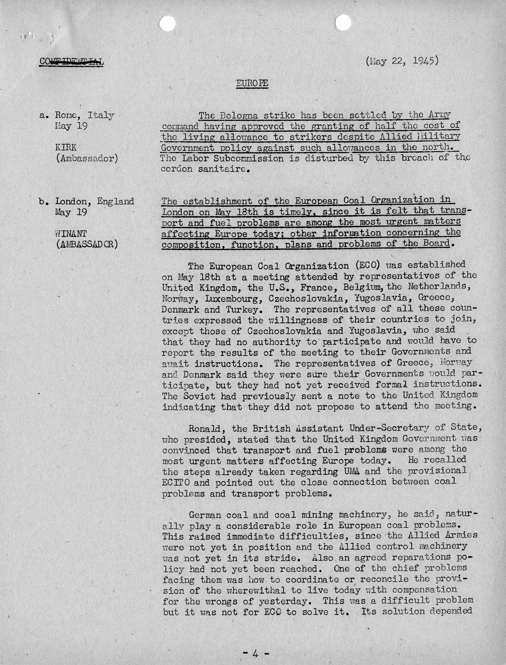 Brief of Telegrams of the Department of State Prepared by Division of Naval Intelligence