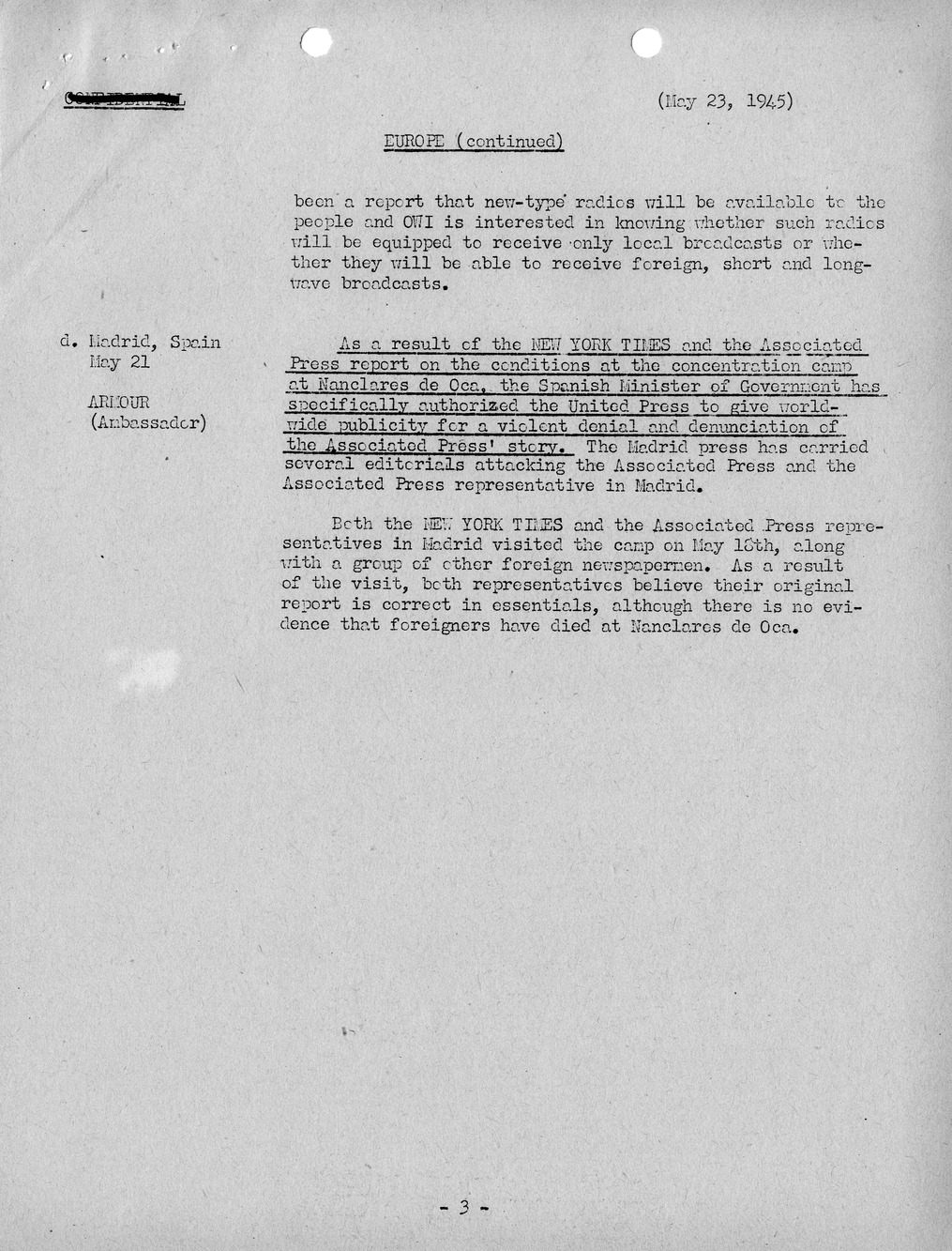 Brief of Telegrams of the Department of State Prepared by Division of Naval Intelligence