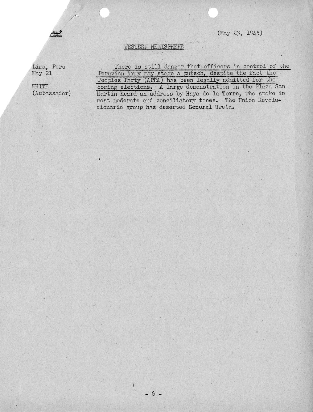 Brief of Telegrams of the Department of State Prepared by Division of Naval Intelligence