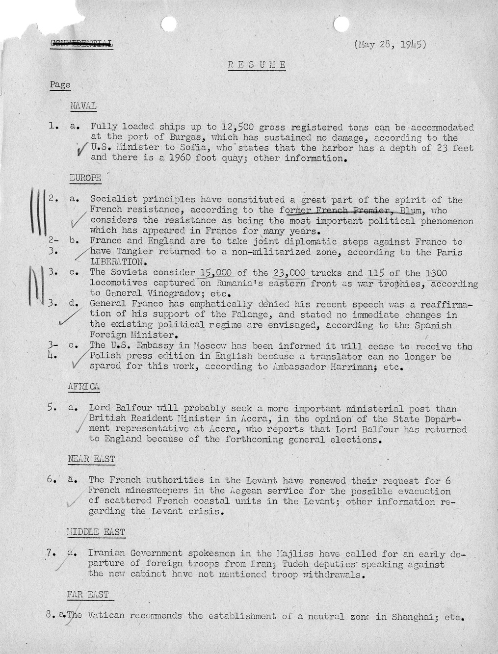 Brief of Telegrams of the Department of State Prepared by Division of Naval Intelligence
