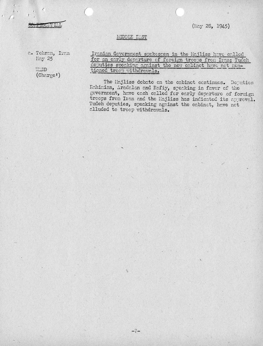 Brief of Telegrams of the Department of State Prepared by Division of Naval Intelligence
