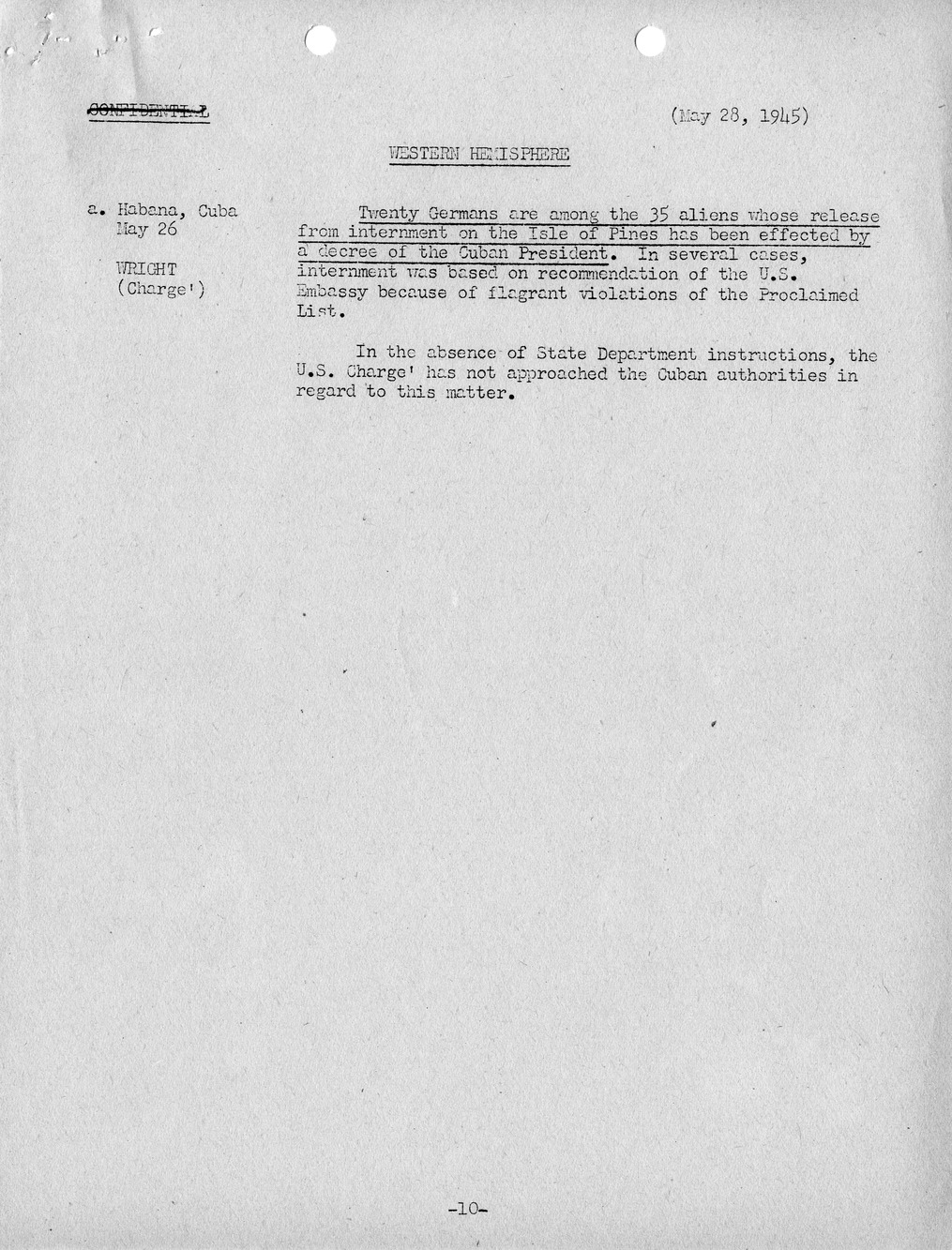 Brief of Telegrams of the Department of State Prepared by Division of Naval Intelligence
