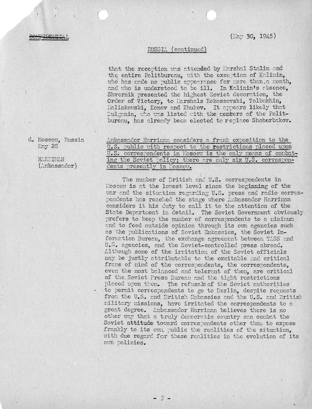 Brief of Telegrams of the Department of State Prepared by Division of Naval Intelligence
