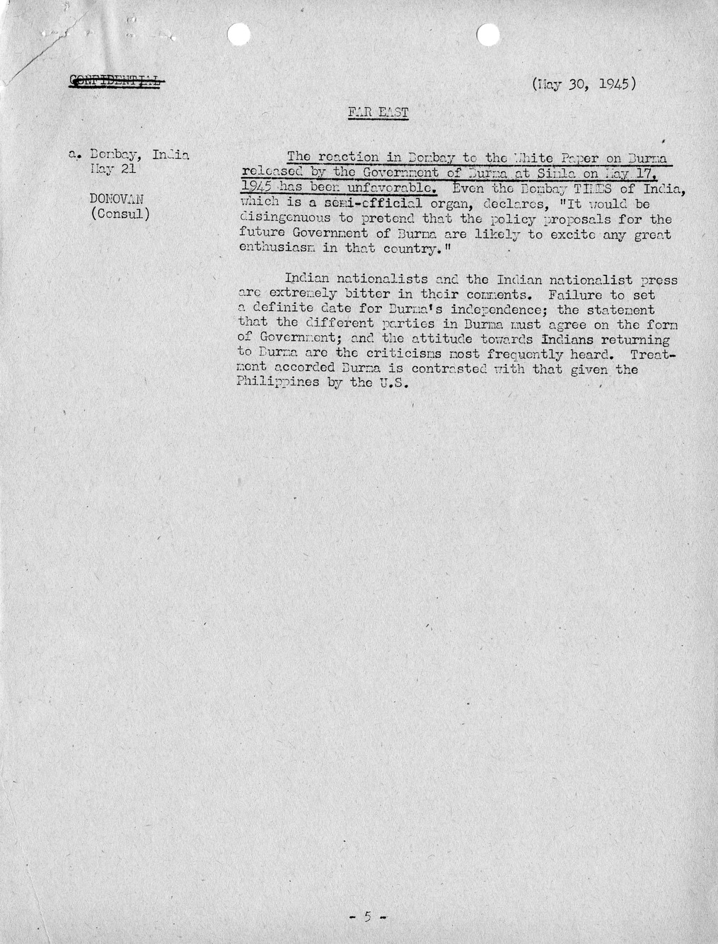 Brief of Telegrams of the Department of State Prepared by Division of Naval Intelligence