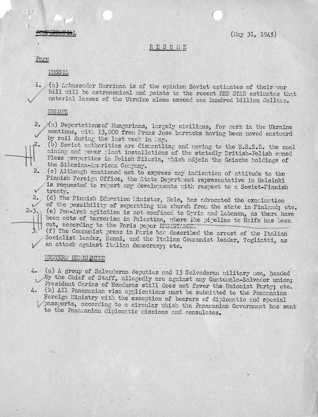 Brief of Telegrams of the Department of State Prepared by Division of Naval Intelligence