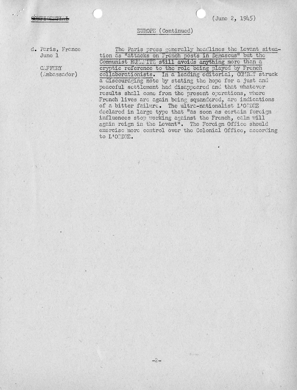 Brief of Telegrams of the Department of State Prepared by Division of Naval Intelligence