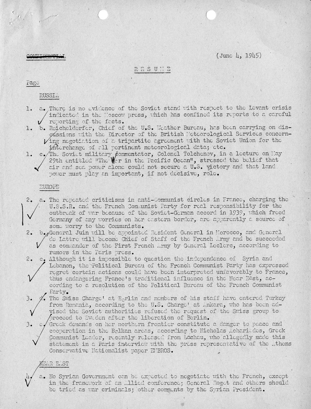 Brief of Telegrams of the Department of State Prepared by Division of Naval Intelligence