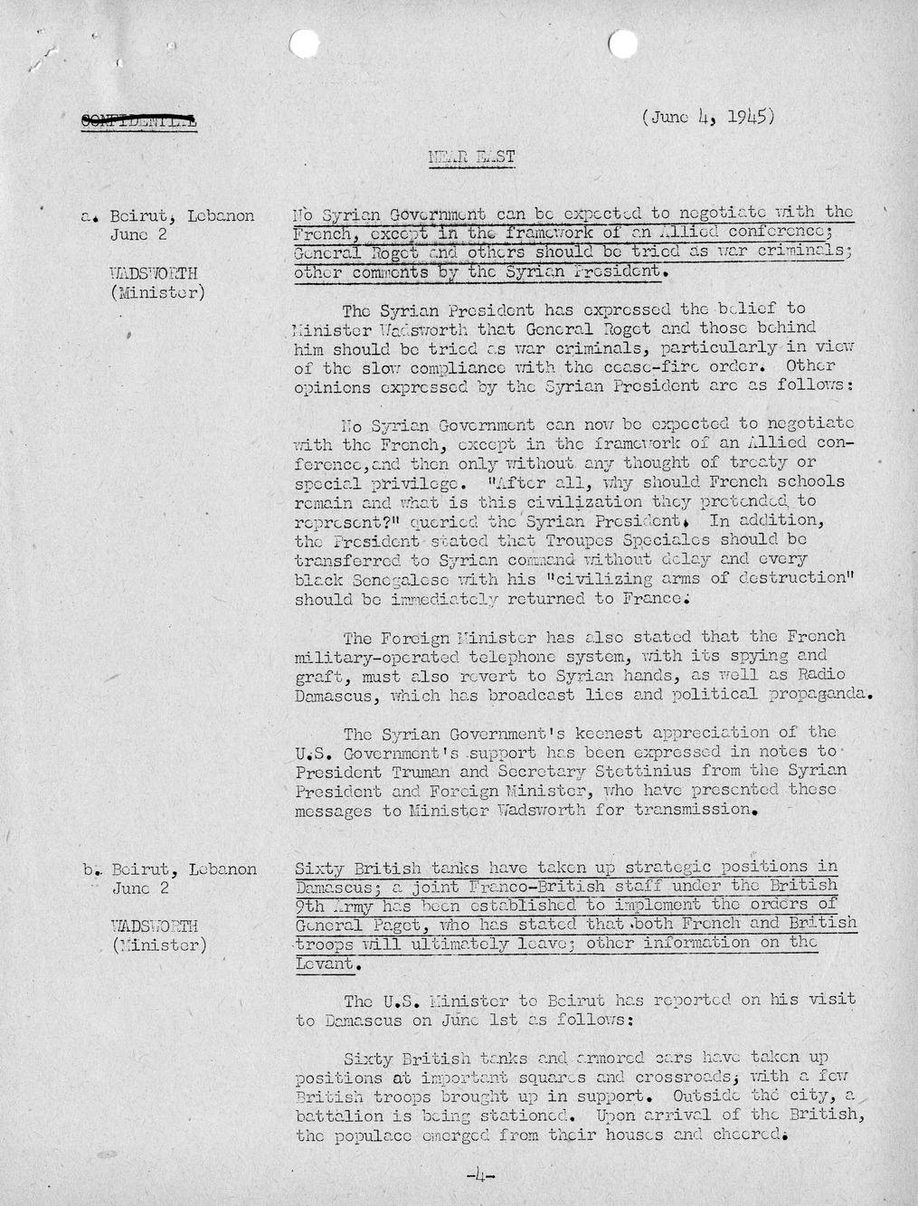Brief of Telegrams of the Department of State Prepared by Division of Naval Intelligence