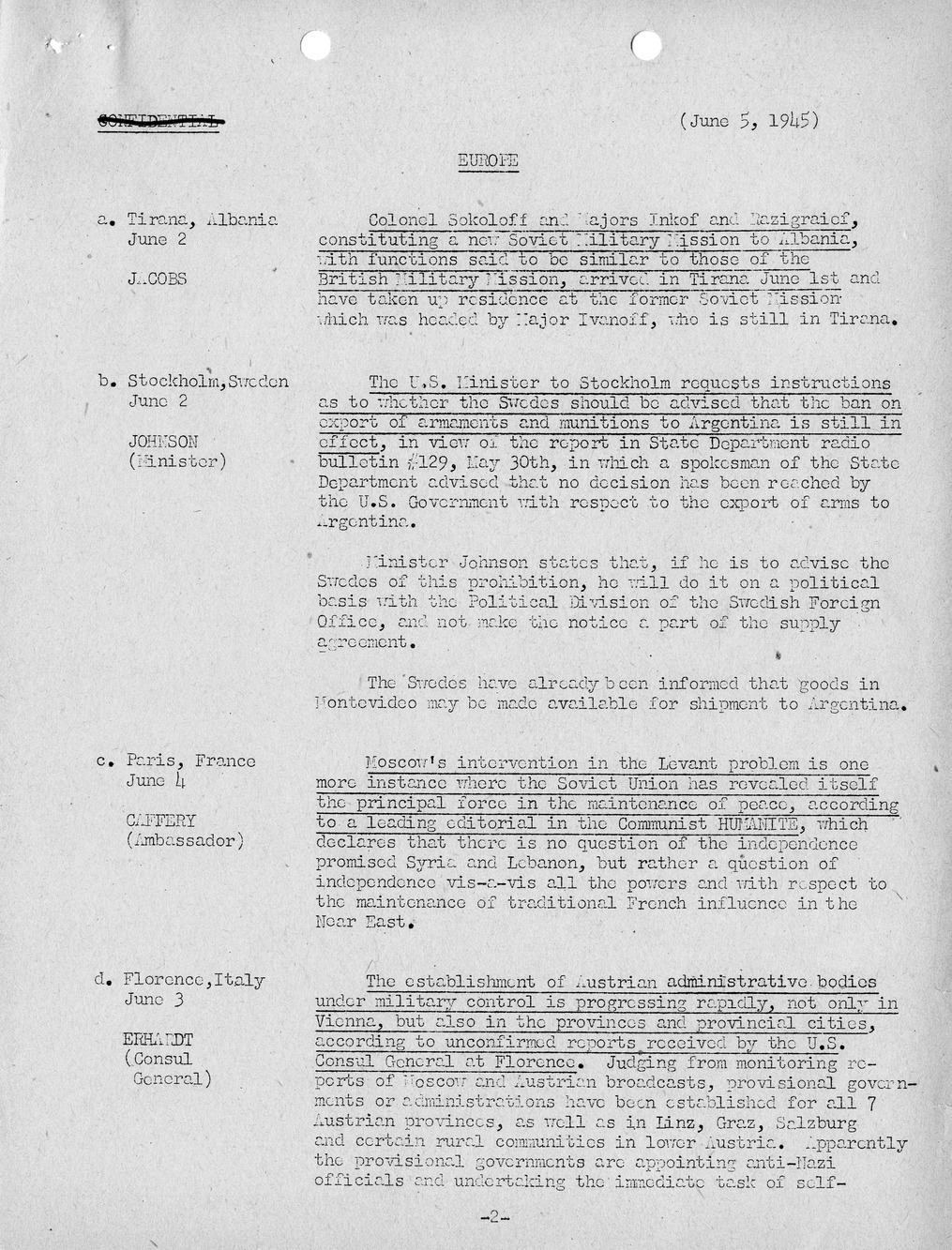 Brief of Telegrams of the Department of State Prepared by Division of Naval Intelligence