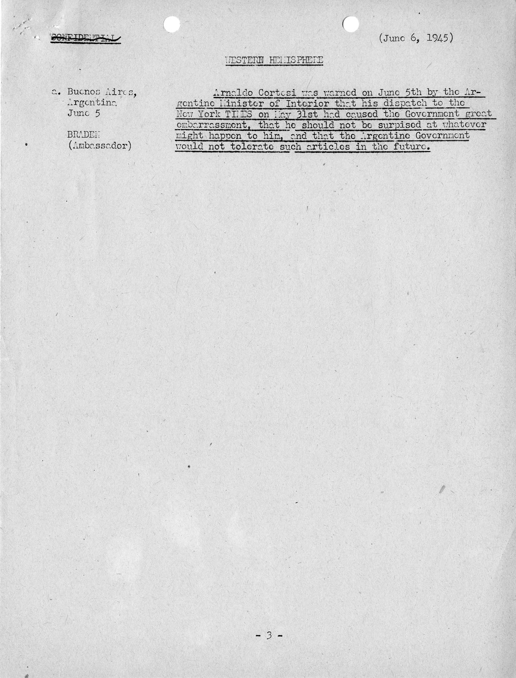 Brief of Telegrams of the Department of State Prepared by Division of Naval Intelligence